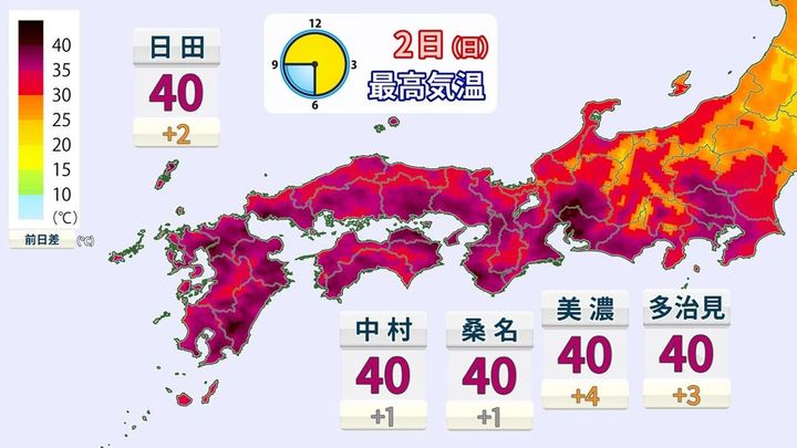 猛暑日予想 週明け熊本は40℃恐れ